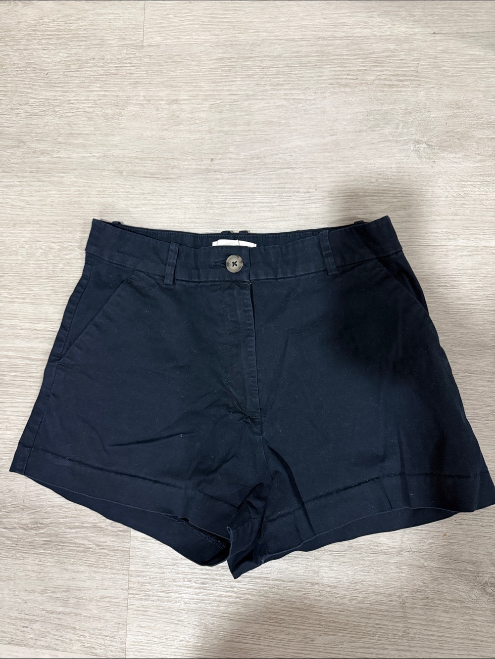 H&M Navy High-Rise Chino Cotton-Blend Shorts